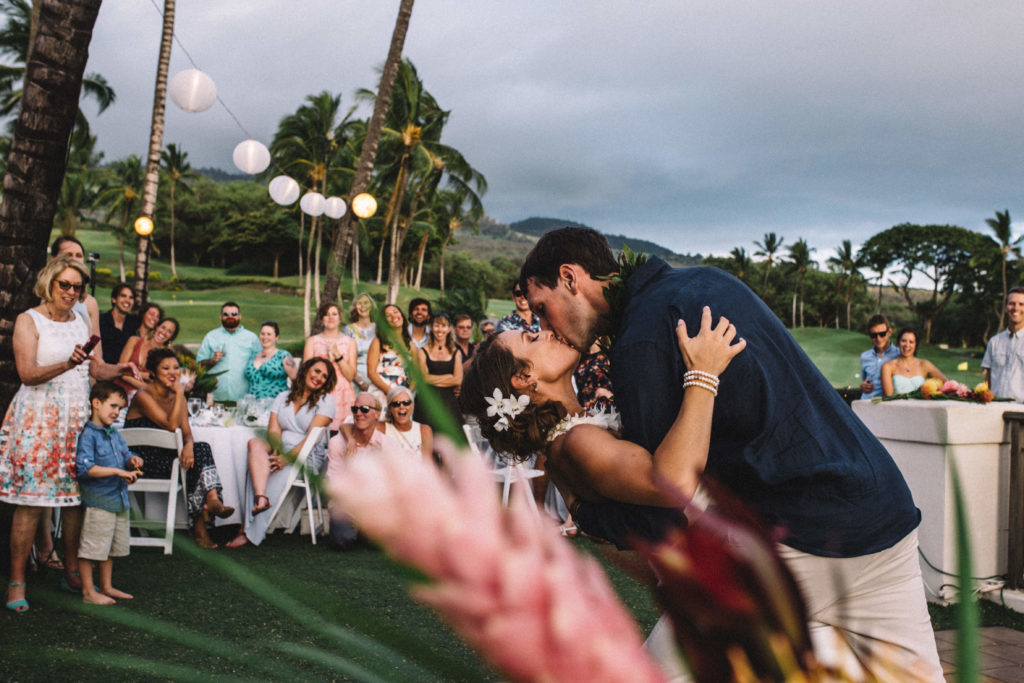 Bride and Groom's first dance at Gannon's restaurant in Maui, Hawaii