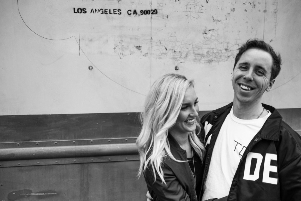 Candid engagement photo in Los Angeles, CA