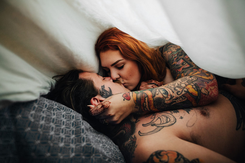 Couples boudoir photo by Portland based boudoir photographers Taylor and Madye Photography