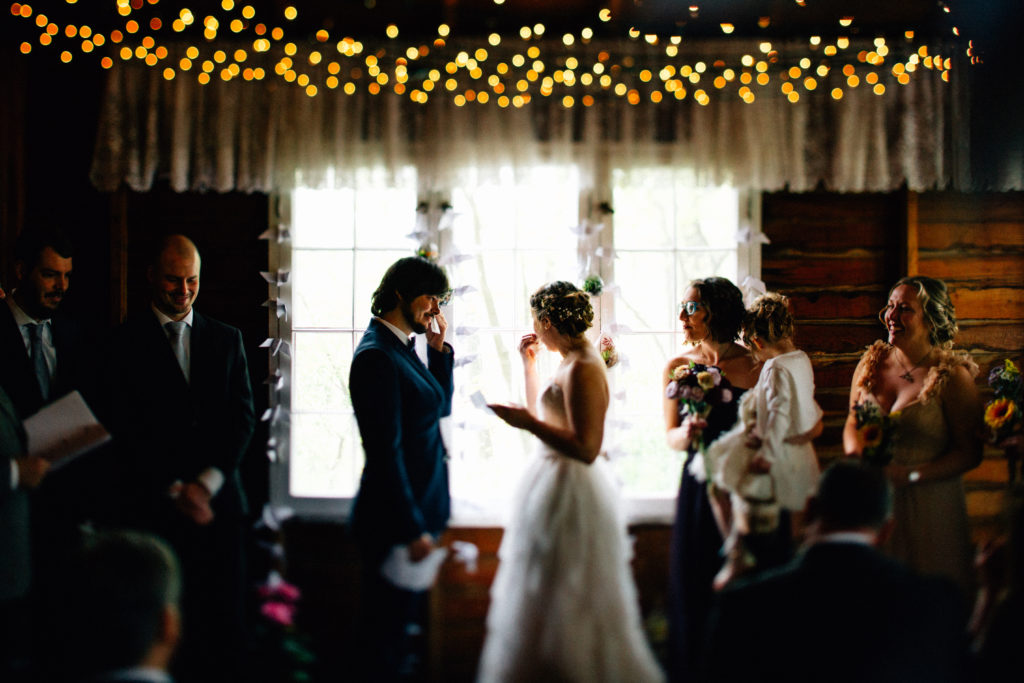 Intimate cabin wedding in Sawyer, Michigan