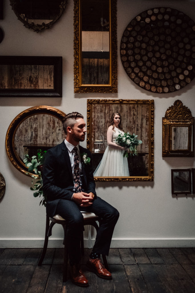 Artistic wedding photo at Within Sodo in Seattle, WA