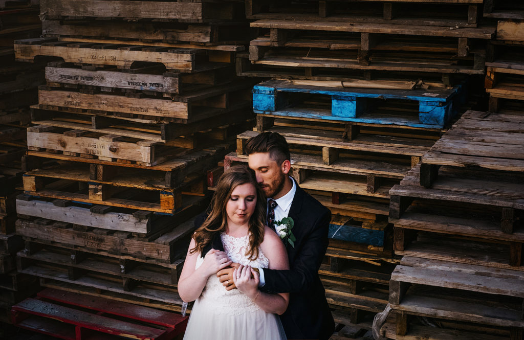 Industrial wedding photo outside of Within Sodo in Seattle, WA