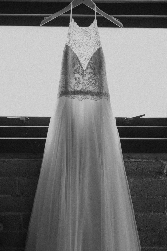 Detail photo of a wedding dress at Within Sodo in Seattle, WA