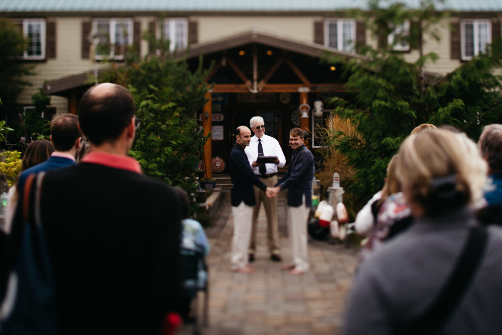 Wedding ceremony at the Historic Anchor Inn in Lincoln City, Oregon