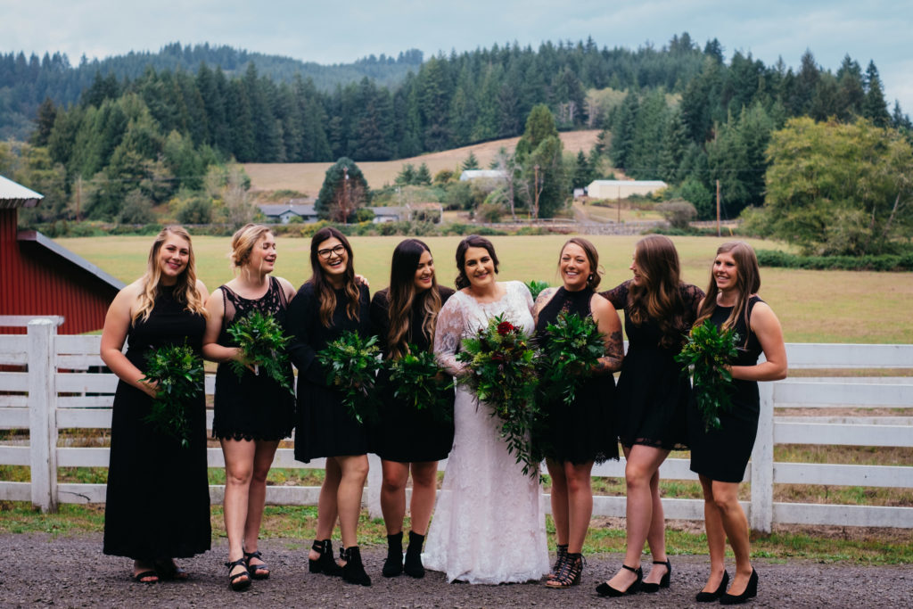 Bridesmaid wedding photo in the hills of the Oregon coast