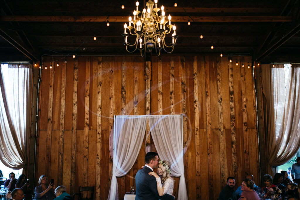 Bride and grooms first dance at Postlewait's Country Weddings in Canby, Oregon