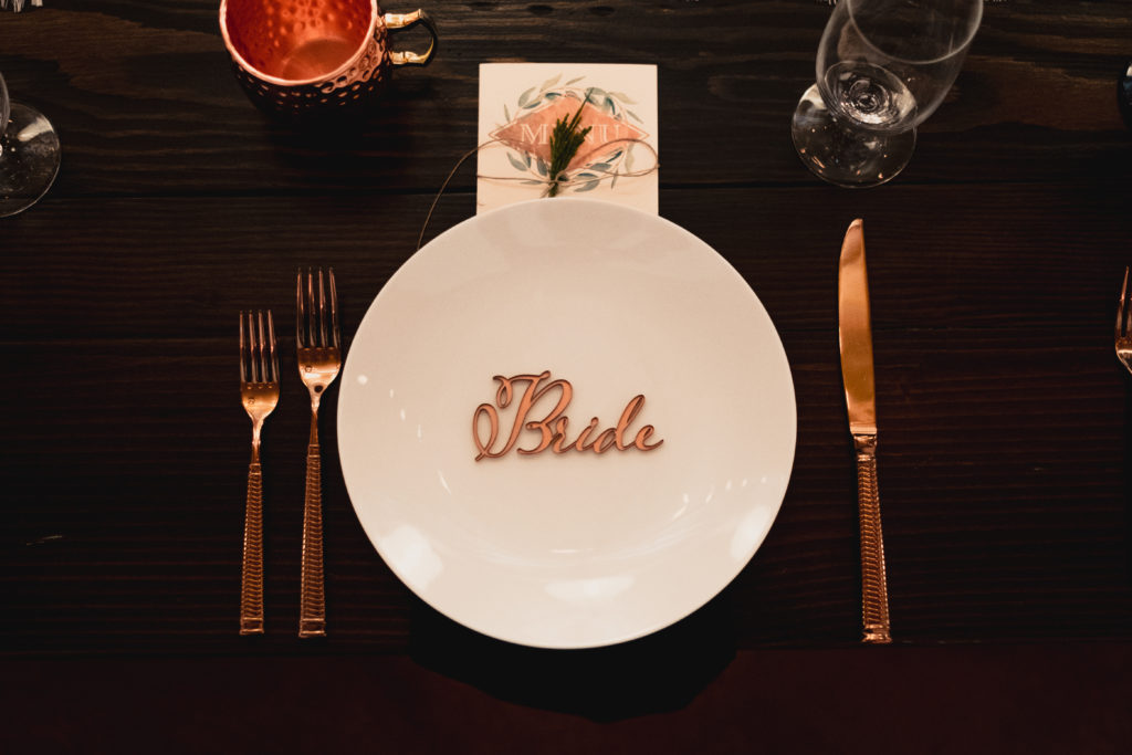 Place setting at a wedding at Fireseed Catering