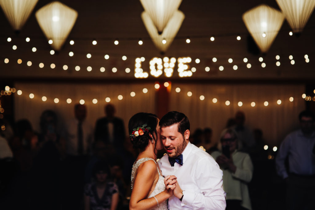 A bride and groom during the first dance at their Fireseed Catering wedding
