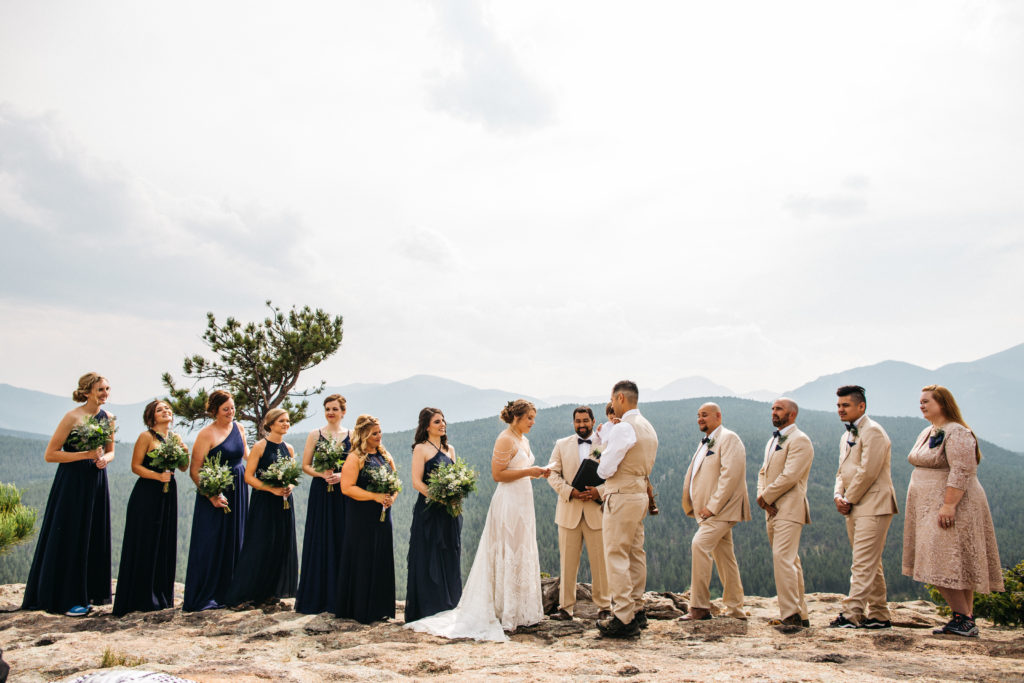 Adventure wedding ceremony in the rocky mountains in Estes Park, Colorado