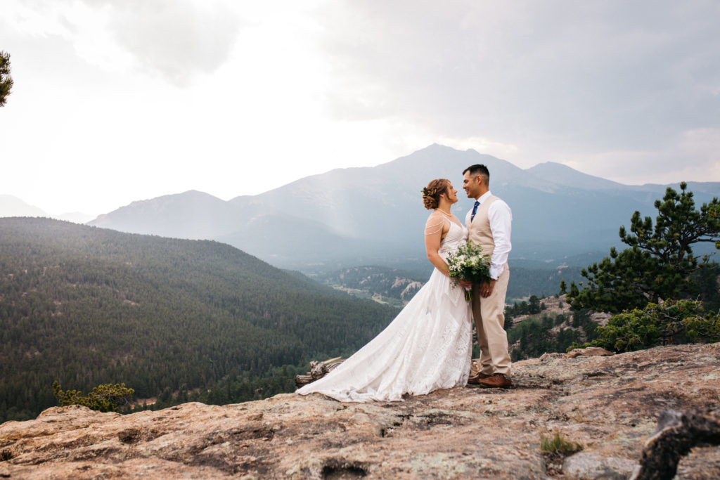Wedding photo with the Colorado rockies