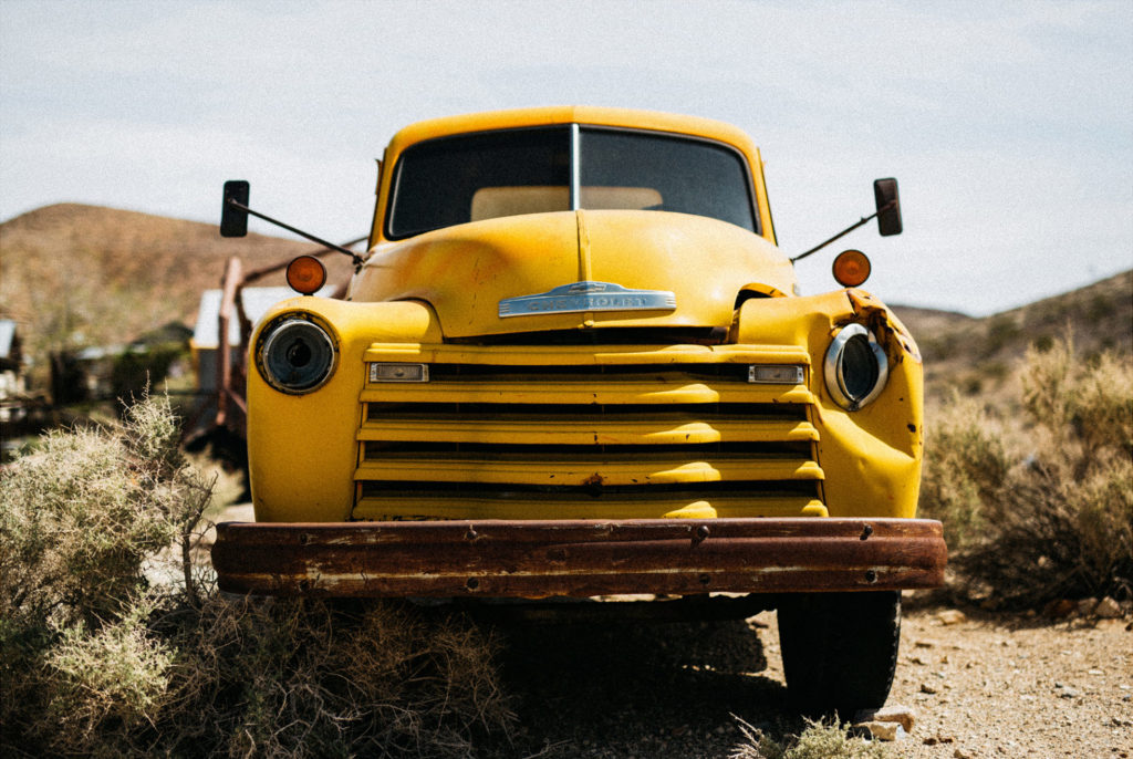 Photo of an old abandoned truck in Darwin, California