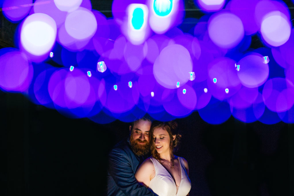 Double exposure wedding photo at Wisteria Hall at the UW Botanic Gardens in Seattle, Washington