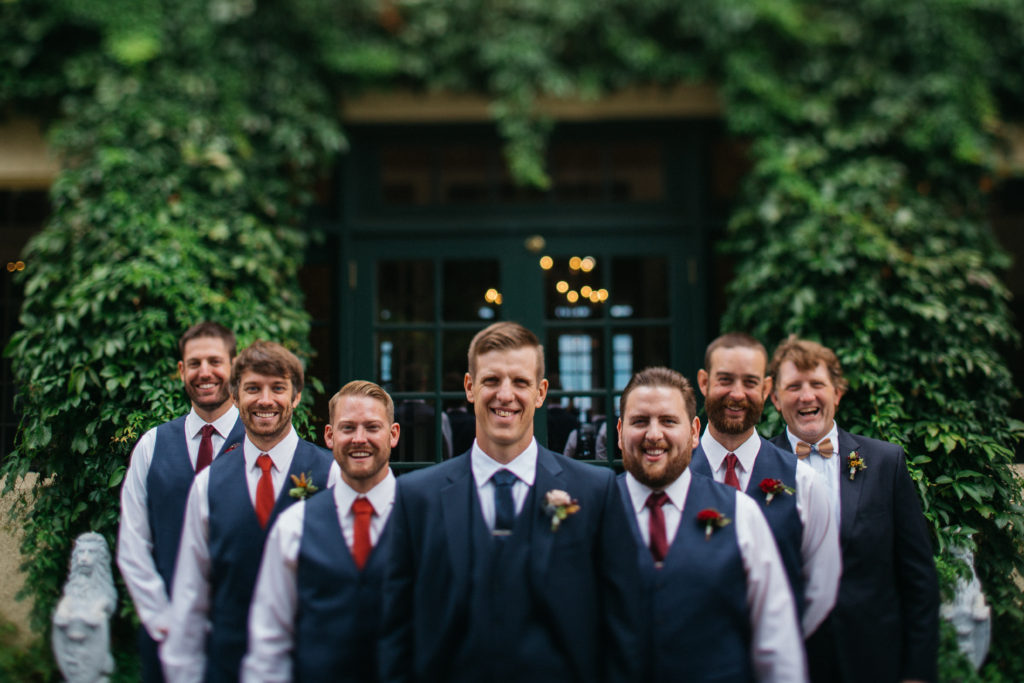 Photo of groomsmen at the Columbia Gorge Hotel in Hood River, Oregon