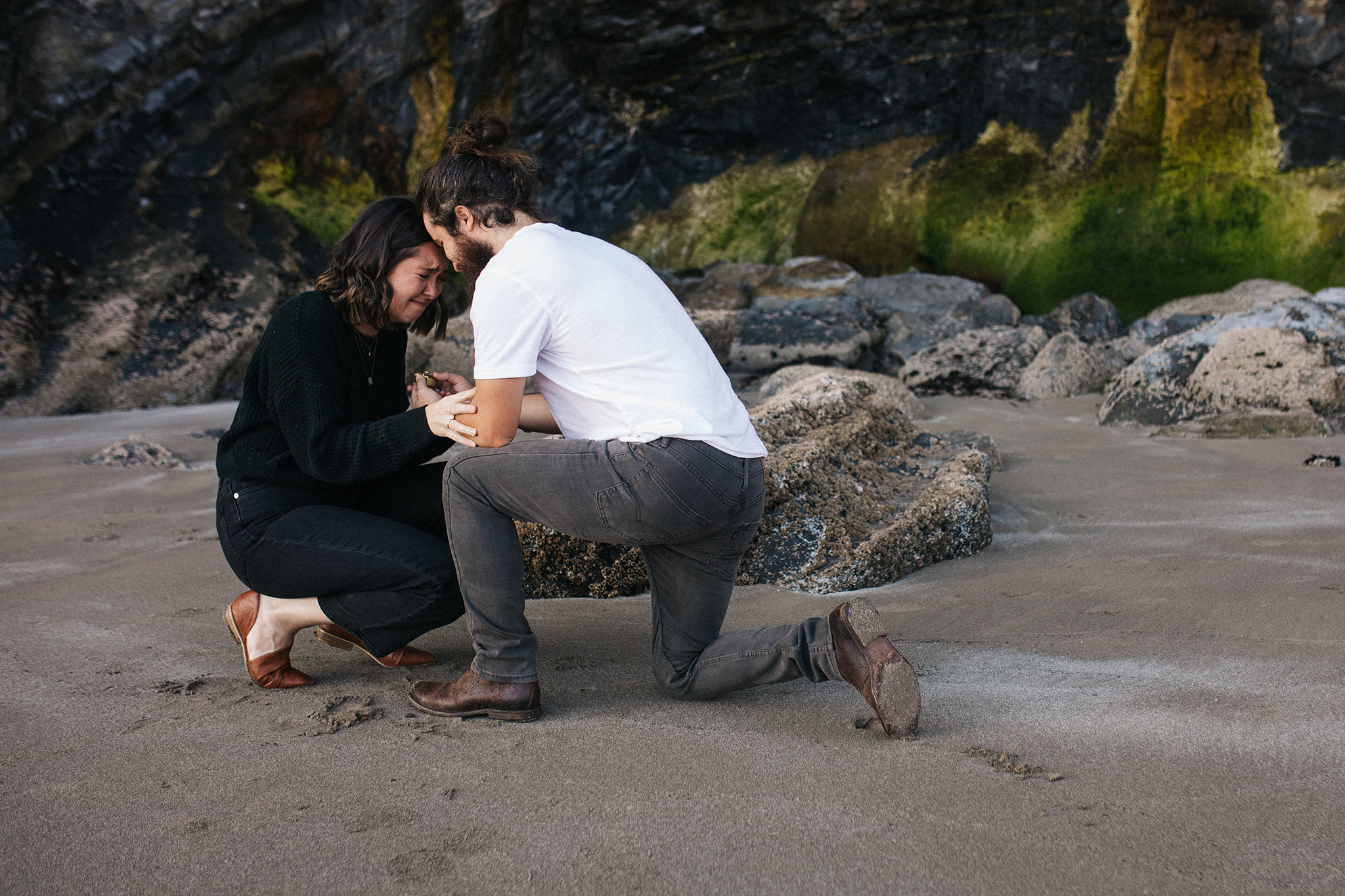 A surprise proposal at Short Sands Beach on the Oregon Coast