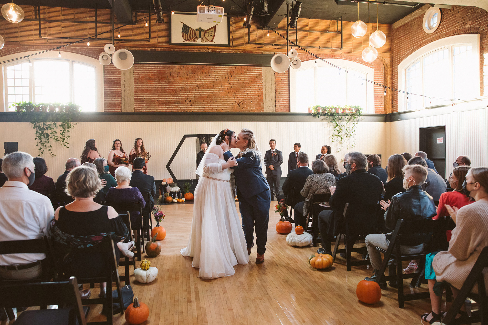 Fall themed wedding ceremony at The Evergreen PDX