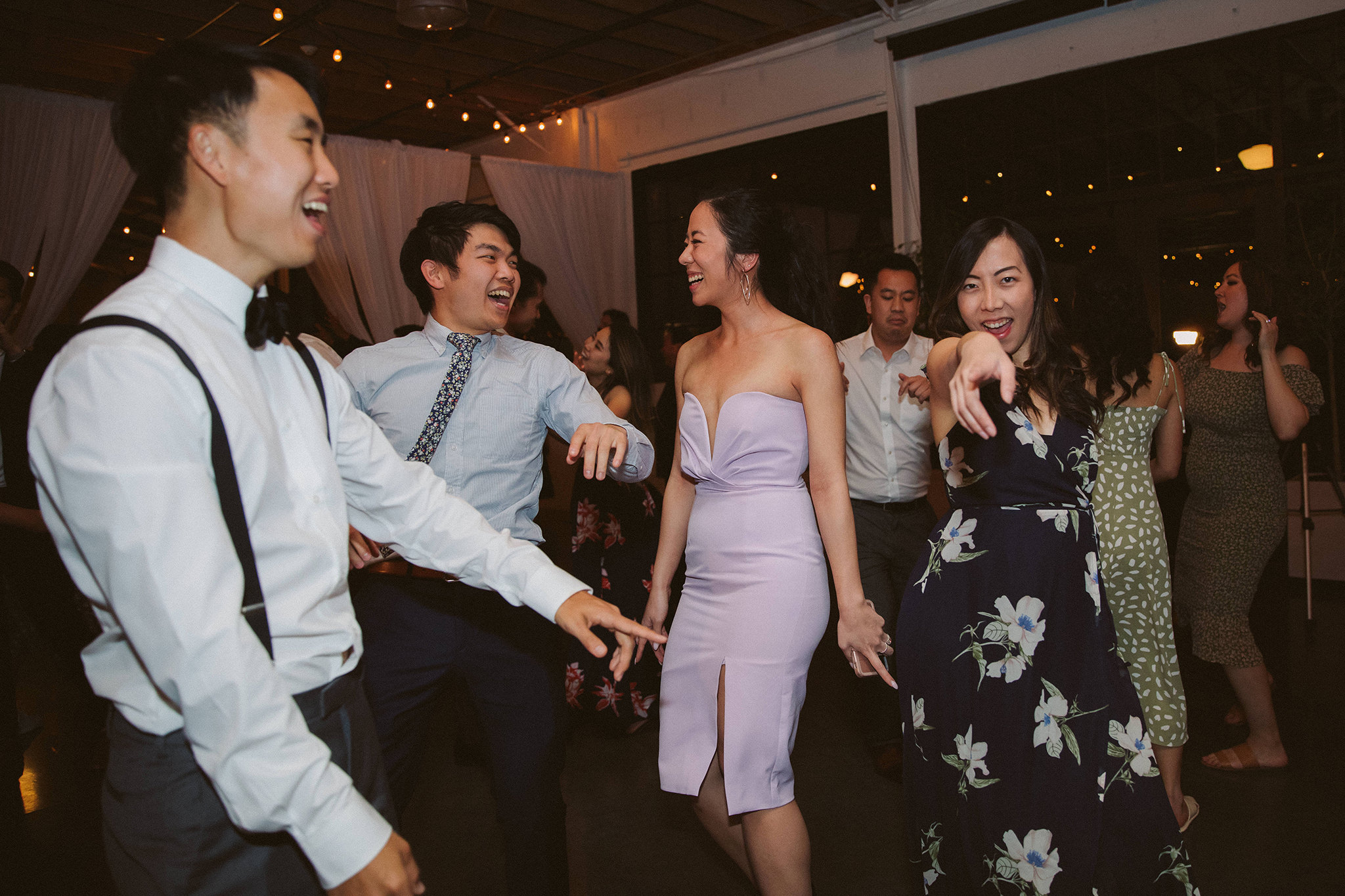 Guests dancing at a wedding reception at Castaway Portland
