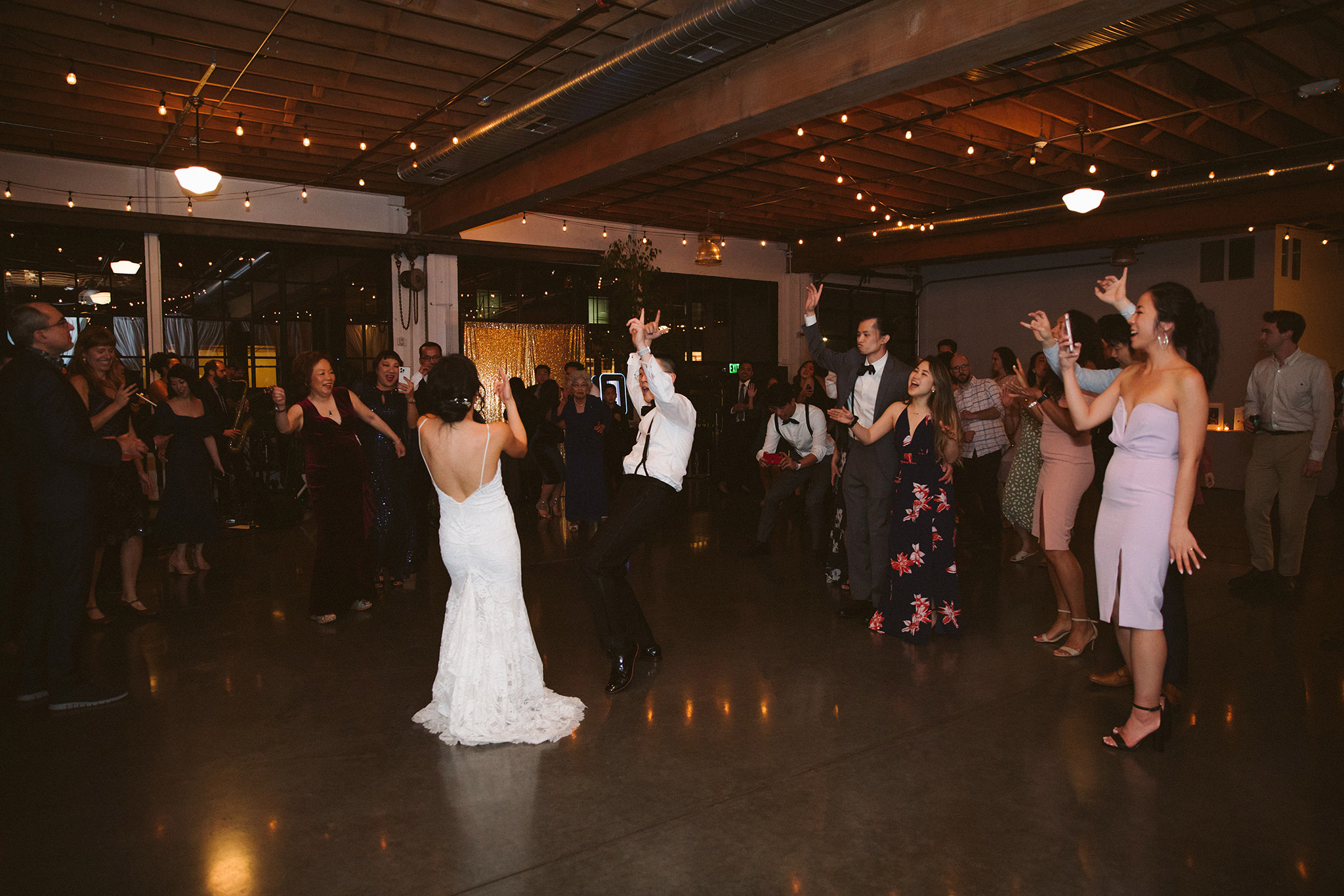 A wedding reception dance party at Castaway Portland