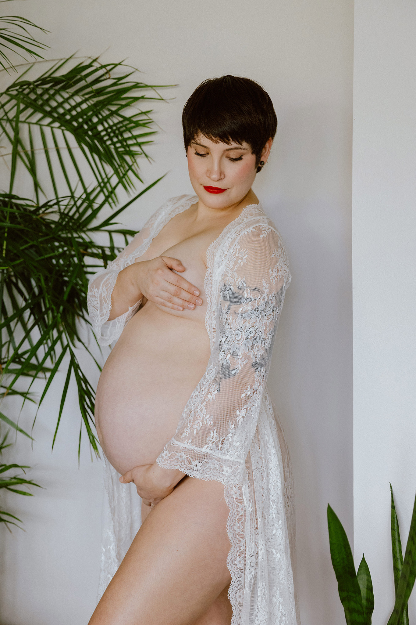 Moody boudoir maternity photo