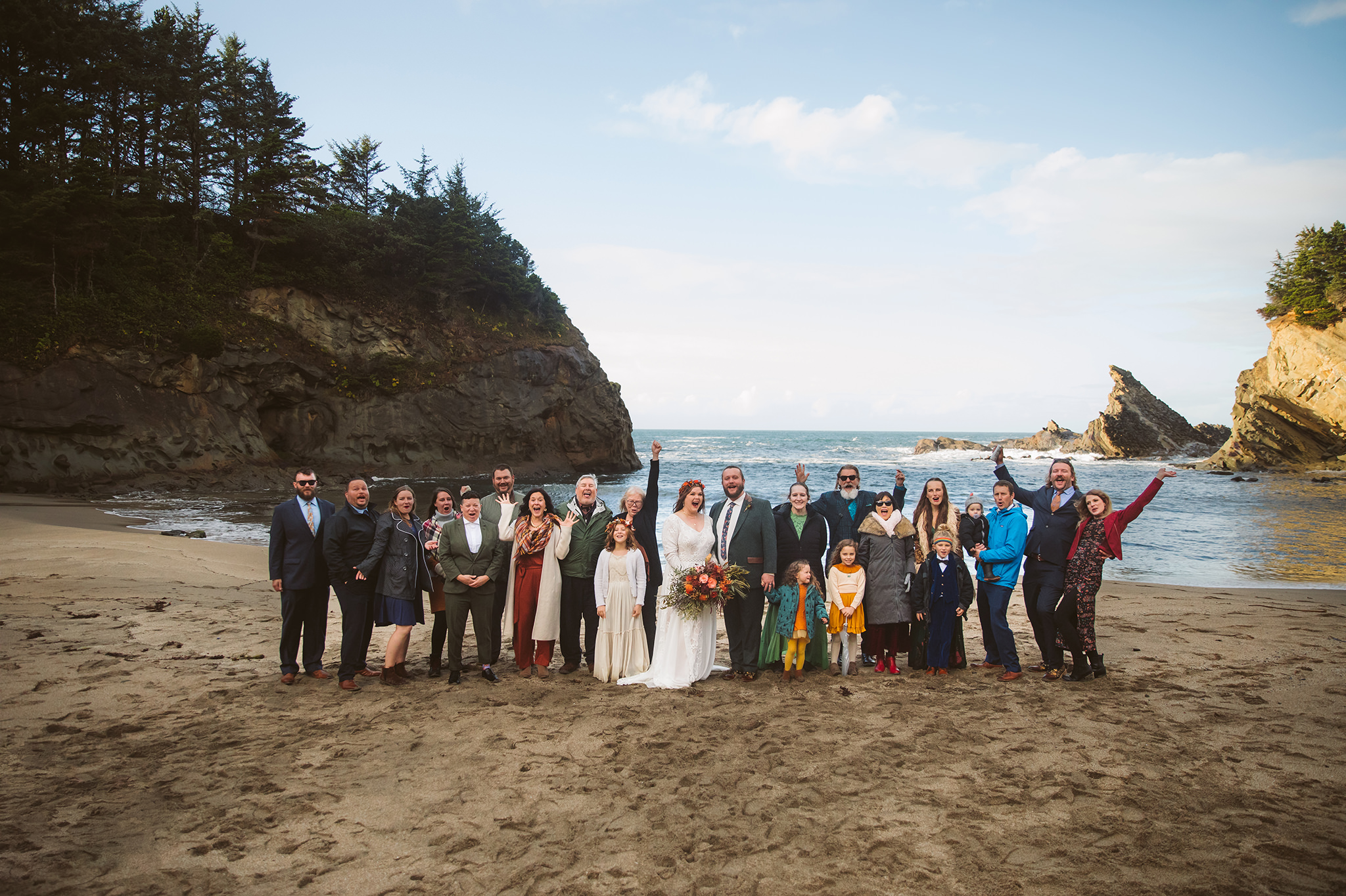 A wedding at shore acres state park in Coos Bay, Oregon